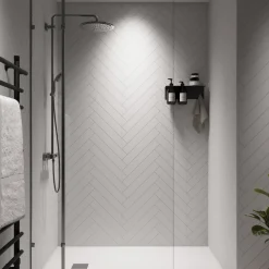 Showerwall Snow White Herringbone Laminate Tile - 2400 x 600mm