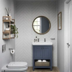 Showerwall Snow White Satin Chevron Laminate Tile - 2400 x 600mm
