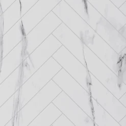 Showerwall White Marble Herringbone Laminate Tile - 2400 x 600mm