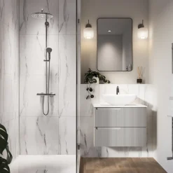 Showerwall White Marble Laminate Tile - 2400 x 600mm