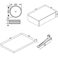 Sophia Basin Shelf, Drawer Unit & Countertop Basin - 3 sizes