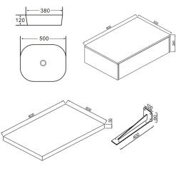 Sophia Basin Shelf, Drawer Unit & Countertop Basin - 3 sizes