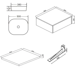 Sophia Basin Shelf, Drawer Unit & Countertop Basin - 3 sizes