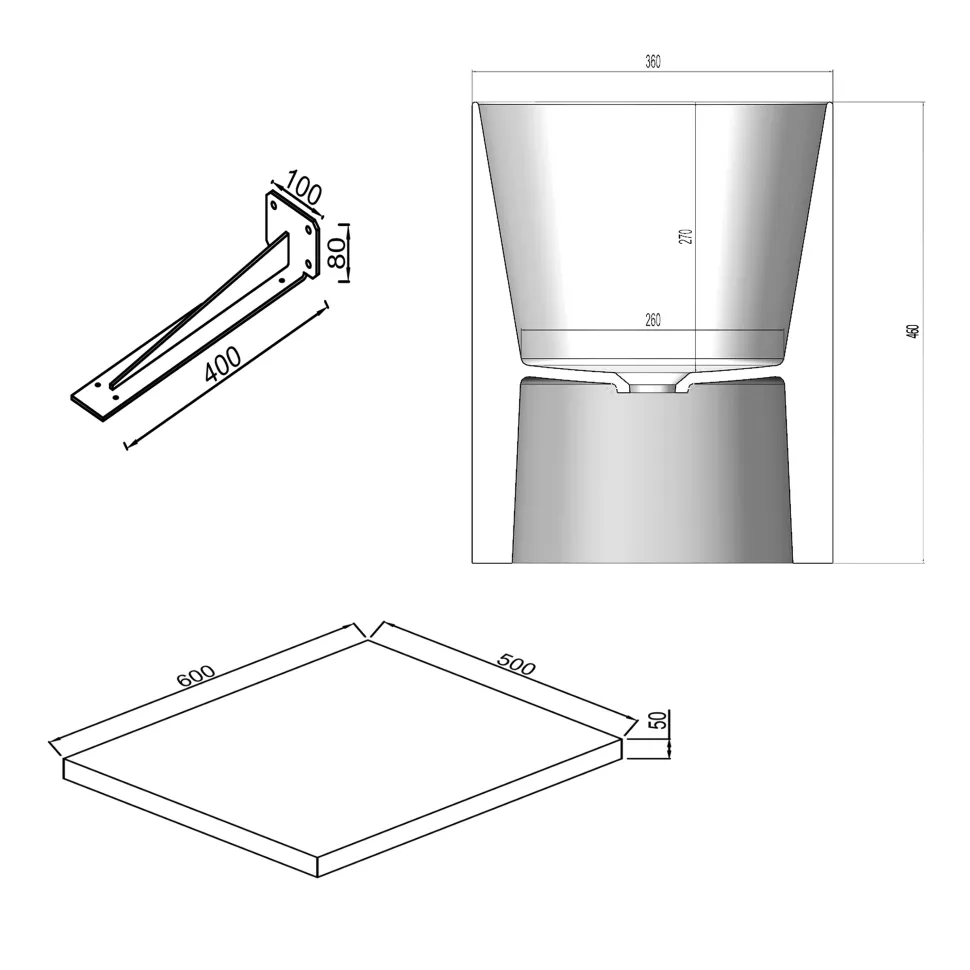 Sophia Basin Shelf with Countertop Basin - 3 sizes