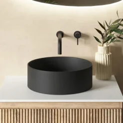 Sophia Matt Black Round Countertop Basin - 355mm