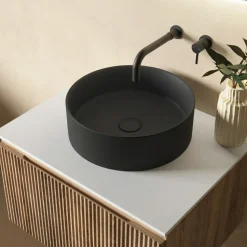 Sophia Matt Black Round Countertop Basin - 355mm