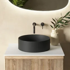 Sophia Matt Black Round Countertop Basin - 355mm