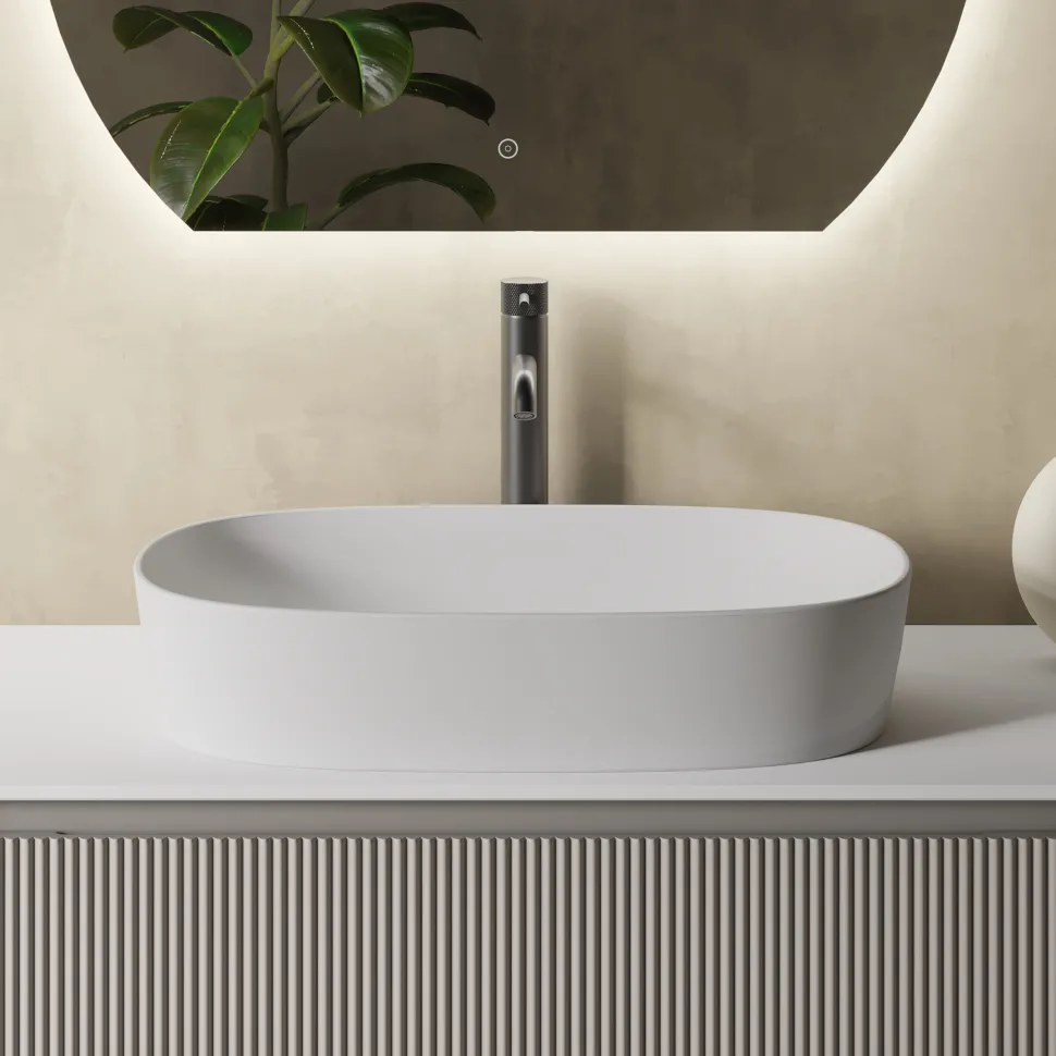 Sophia Matt White Oval Countertop Basin - 600 x 380mm