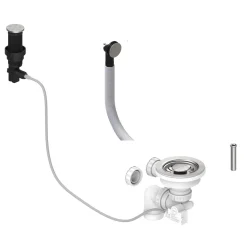 Stainless Steel Presto Automatic Waste Kit for Thomas Denby 1 Bowl Ceramic Kitchen Sinks
