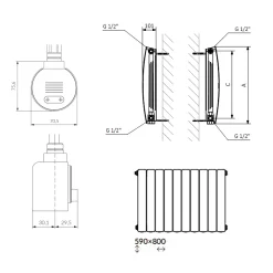 Terma Bergamo Electric Single Panel Horizontal Radiator with VEO Wi-Fi Controlled Heating Element