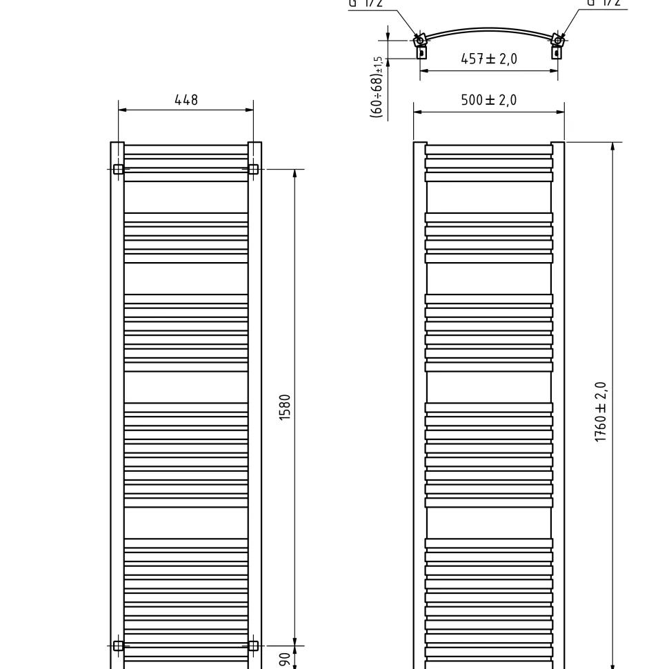 Terma Dexter Heated Towel Rail - 3 Sizes