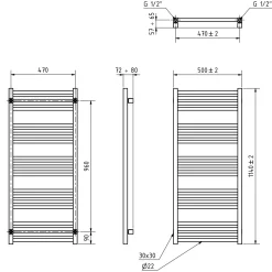 Terma Fiona Electric Heated Towel Rail with SIM Heating Element