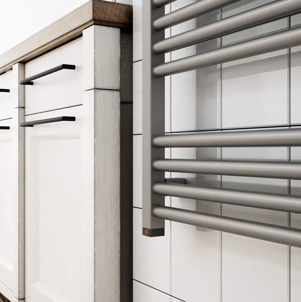 Terma Fiona One Electric Heated Towel Rail with Heating Element - Sparkling Gravel - 4 Sizes