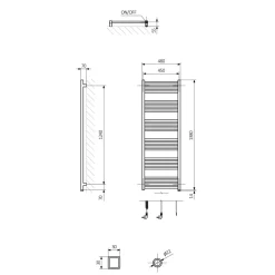 Terma Fiona One Electric Heated Towel Rail with Heating Element - Sparkling Gravel - 4 Sizes