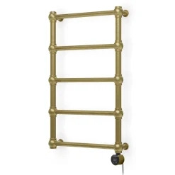 Terma Retro Brushed Brass Electric Heated Towel Rail with VEO Wi-Fi Controlled Heating Element