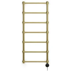Terma Retro Brushed Brass Electric Heated Towel Rail with VEO Wi-Fi Controlled Heating Element