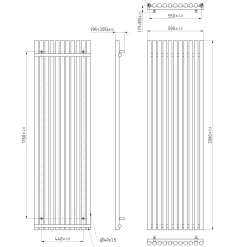 Terma Rolo Room E Single Panel 2000 x 590mm Electric Radiator with 1500W Wi-Fi Controlled VEO Heating Element