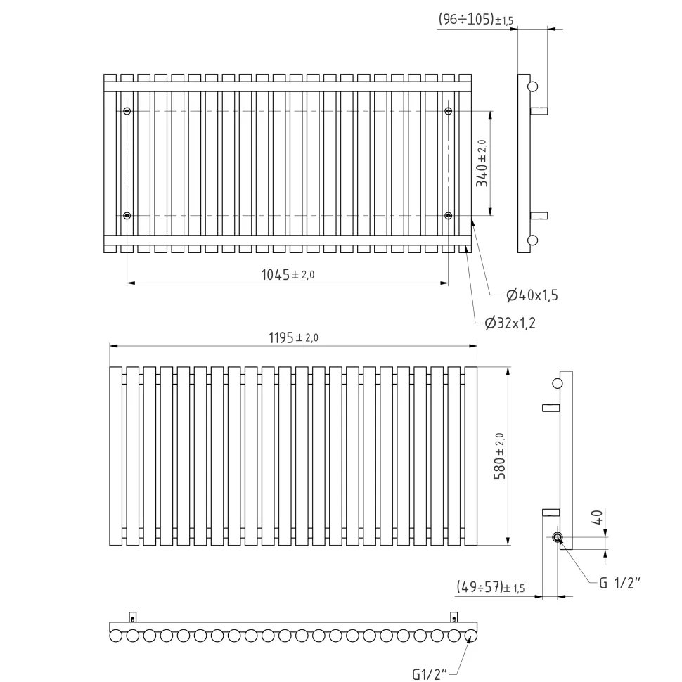 Terma Rolo Room E Single Panel 580 x 1195mm Electric Radiator with 1000W Wi-Fi Controlled VEO Heating Element