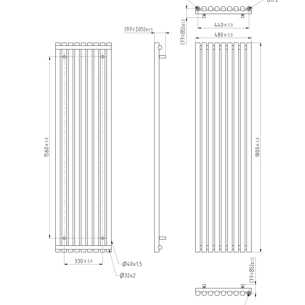 Terma Rolo Room Vertical or Horizontal Designer Single Panel Radiator