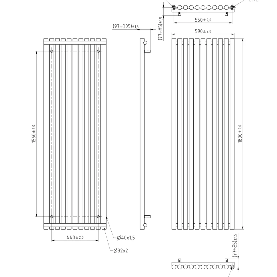 Terma Rolo Room Vertical or Horizontal Designer Single Panel Radiator
