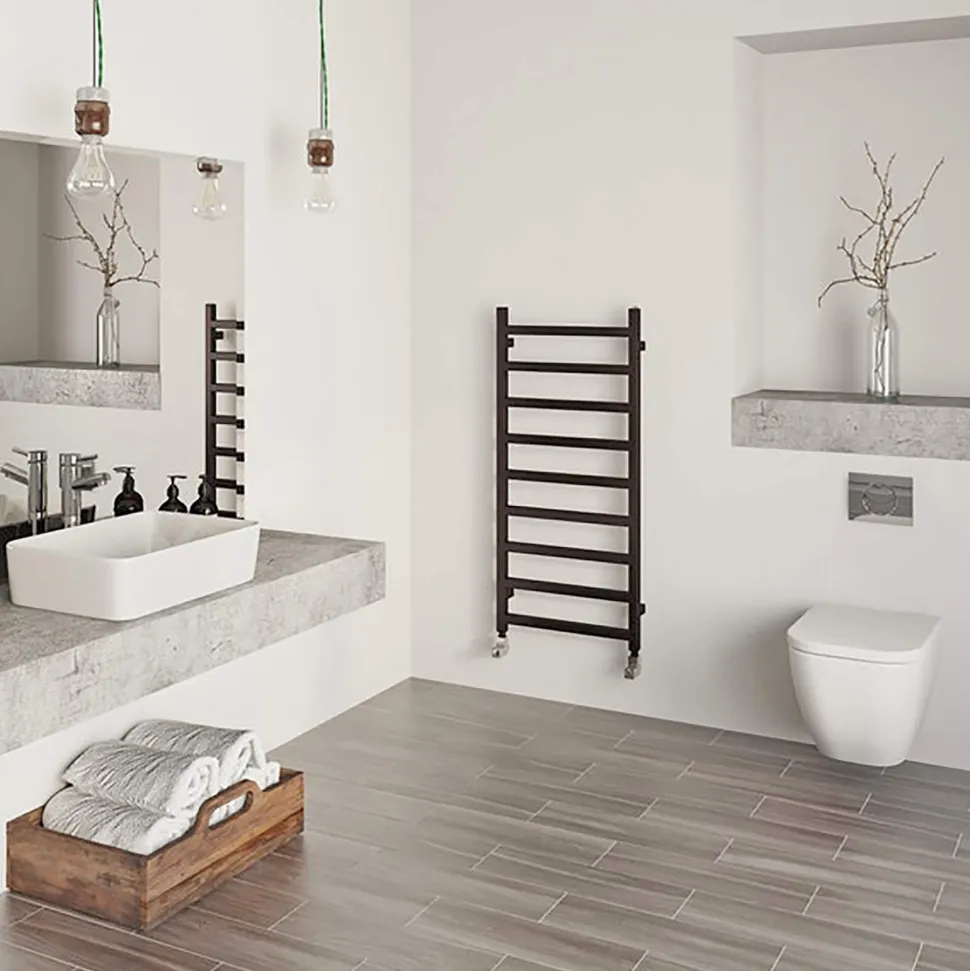Terma Simple Flat Heban Black Ladder Heated Towel Rail