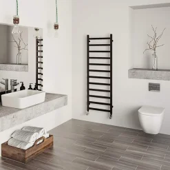 Terma Simple Flat Heban Black Ladder Heated Towel Rail