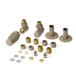 Terma Vario Royal Angled Thermostatic Valves with Pipe Masking