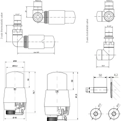 Terma Vario Vision 3 Axis Thermostatic Corner Valves with Pipe Masking - Left or Right Hand