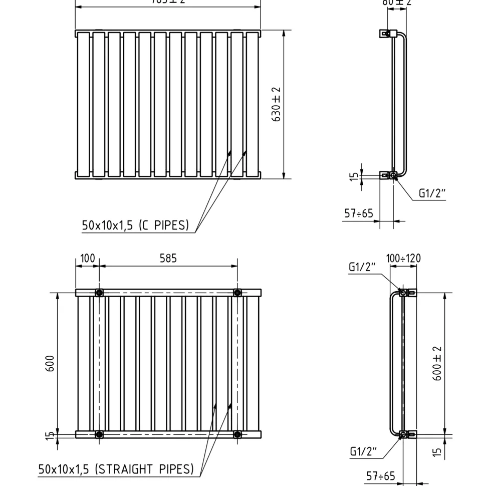 Terma Warp Room Double Panel 630 x 785mm Electric Radiator with 800W Wi-Fi Controlled VEO Heating Element