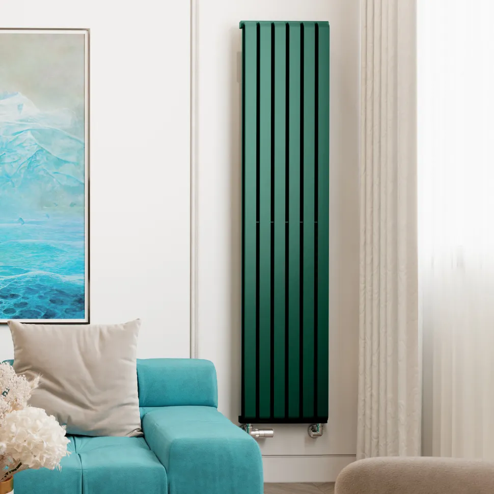 Terma Warp Room Matt Green Double Panel Vertical Radiator