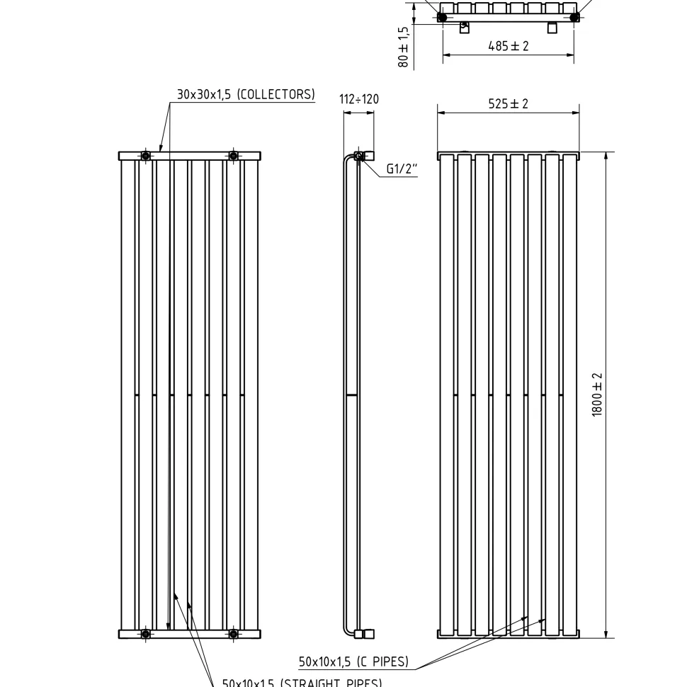 Terma Warp Room Matt Green Double Panel Vertical Radiator