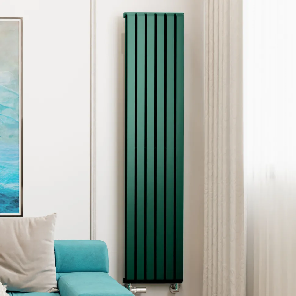 Terma Warp Room Matt Green Double Panel Vertical Radiator