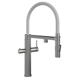 The Tap Factory Quilt Tube Chrome Pull Out Spray Boiling Water Kitchen Mixer with Filtered Cold Drinking Water & Coloured Spout