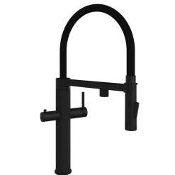 The Tap Factory Quilt Tube Vanto Black Pull Out Spray Boiling Water Kitchen Mixer with Filtered Cold Drinking Water & Coloured Spout