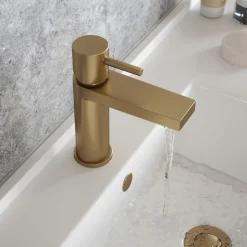 The Tap Factory Vibrance Brushed Brass Mono Basin Mixer and Basin Waste - 6 Handle Colours Available