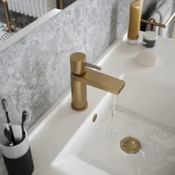 The Tap Factory Vibrance Brushed Brass Mono Basin Mixer and Basin Waste - 6 Handle Colours Available