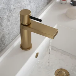 The Tap Factory Vibrance Brushed Brass Mono Basin Mixer and Basin Waste - 6 Handle Colours Available