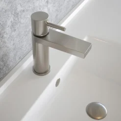 The Tap Factory Vibrance Brushed Nickel Mono Basin Mixer and Basin Waste - 6 Handle Colours Available