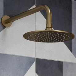 The Tap Factory Vibrance Brushed Brass WRAS Approved Concealed Thermostatic Shower Valve with Fixed Shower Head and Shower Handset