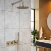 The Tap Factory Vibrance Brushed Nickel WRAS Approved Concealed Thermostatic Shower Valve with Fixed Shower Head and Shower Handset