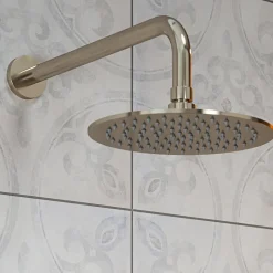 The Tap Factory Vibrance Brushed Nickel WRAS Approved Concealed Thermostatic Shower Valve with Fixed Shower Head and Shower Handset