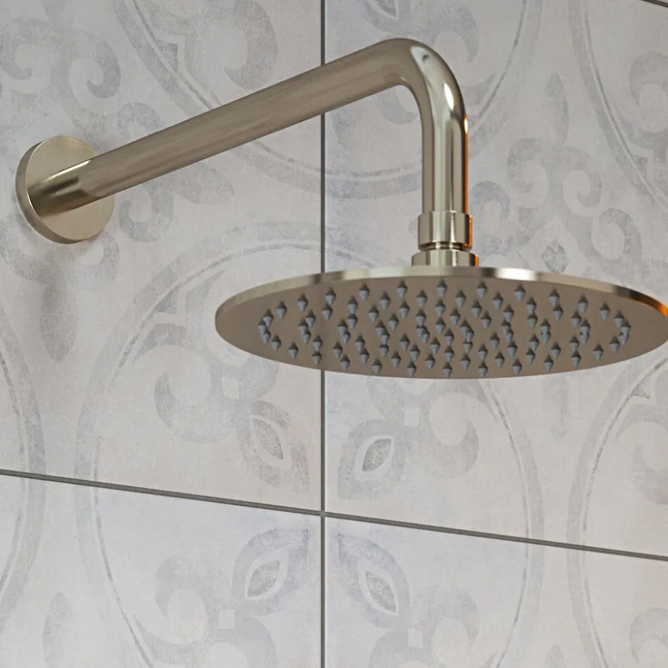 The Tap Factory Vibrance Brushed Nickel WRAS Approved Concealed Thermostatic Shower Valve with Fixed Shower Head and Shower Handset