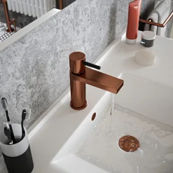 The Tap Factory Vibrance Polished Copper Mono Basin Mixer and Basin Waste - 6 Handle Colours Available