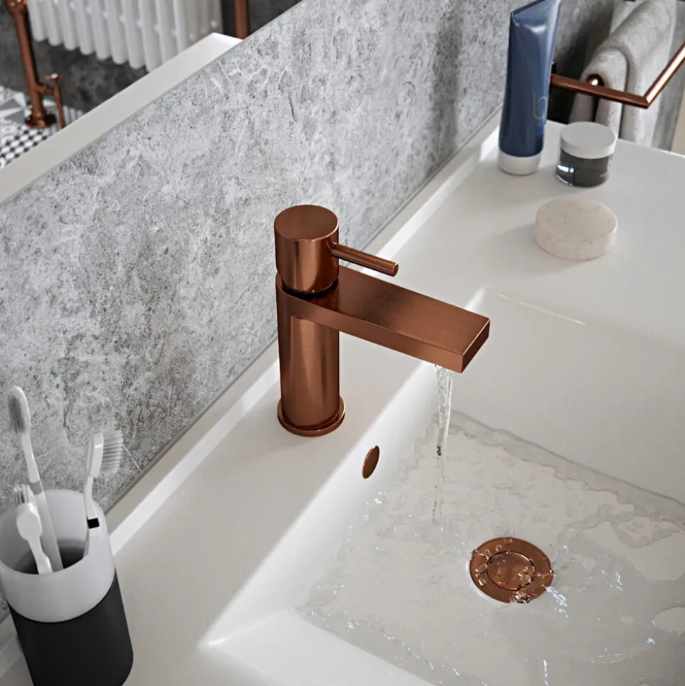 The Tap Factory Vibrance Polished Copper Mono Basin Mixer and Basin Waste - 6 Handle Colours Available