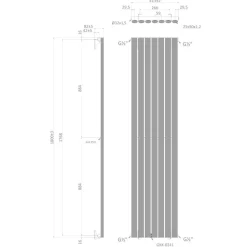 The Tap Factory Vibrance Single Panel Vertical Radiator 1800 x 413mm - 15 Colours Available