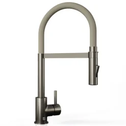 The Tap Factory Vibrance Tube Gunmetal Mono Pull Out Kitchen Mixer Tap with Coloured Spout