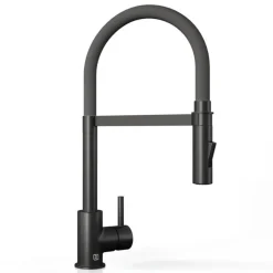 The Tap Factory Vibrance Tube Matt Black Mono Pull Out Kitchen Mixer Tap with Coloured Spout