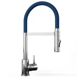 The Tap Factory Vibrance Tube Chrome Mono Pull Out Kitchen Mixer Tap with Coloured Spout