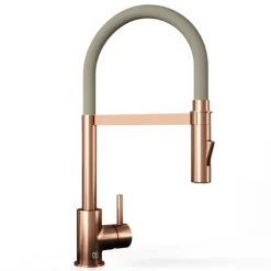 The Tap Factory Vibrance Tube Brushed Copper Mono Pull Out Kitchen Mixer Tap with Coloured Spout