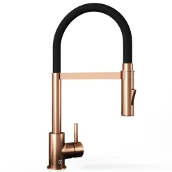 The Tap Factory Vibrance Tube Brushed Copper Mono Pull Out Kitchen Mixer Tap with Coloured Spout